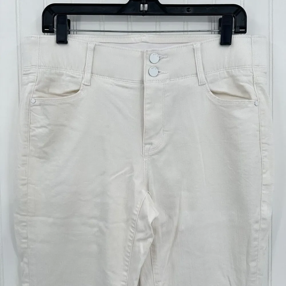Apt 9 Jeans Womens 12 Bootcut Tummy Control White Stretch Denim Comfort Preppy